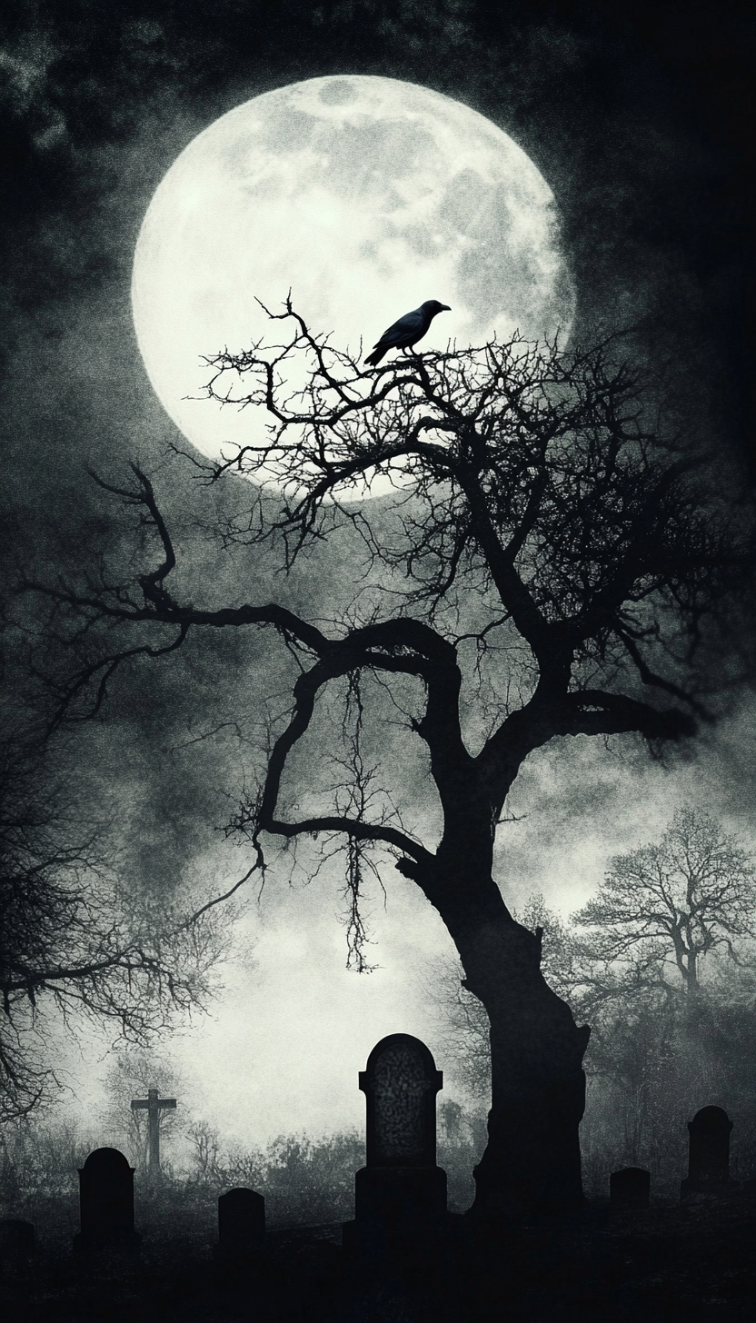 Dark Moody Tree Raven Silhouette