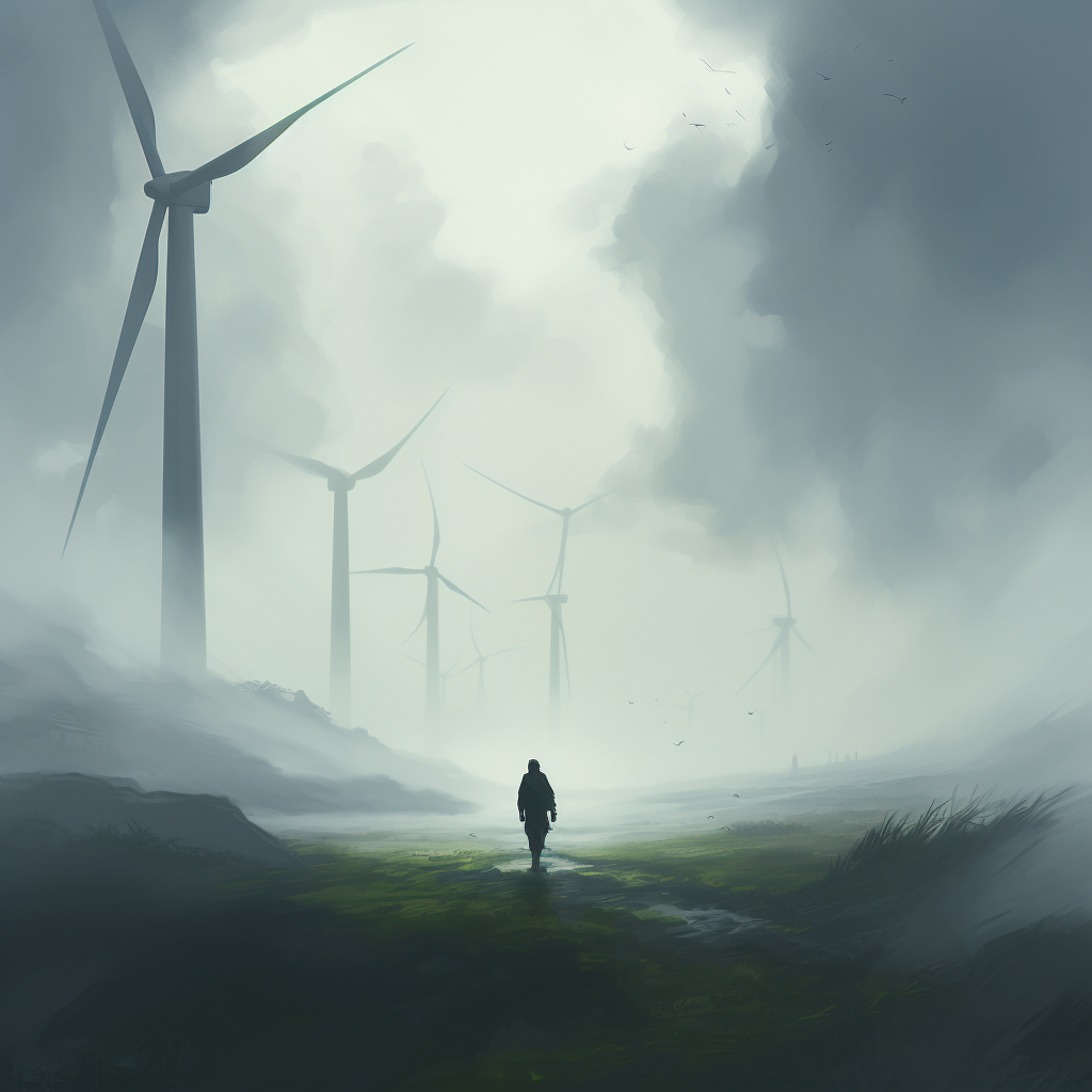 Eerie wind turbine whispering secrets