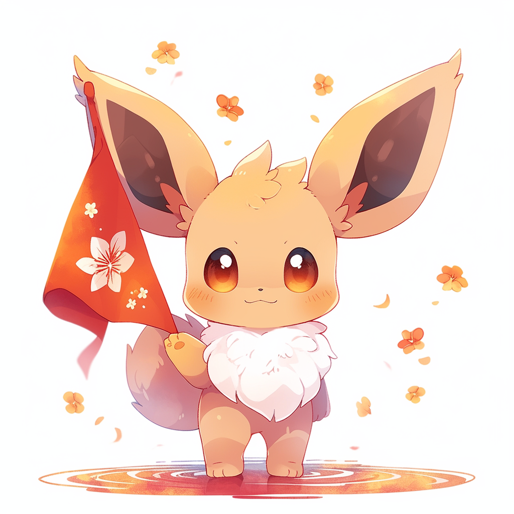 Cute Eevee holding Vietnam flag