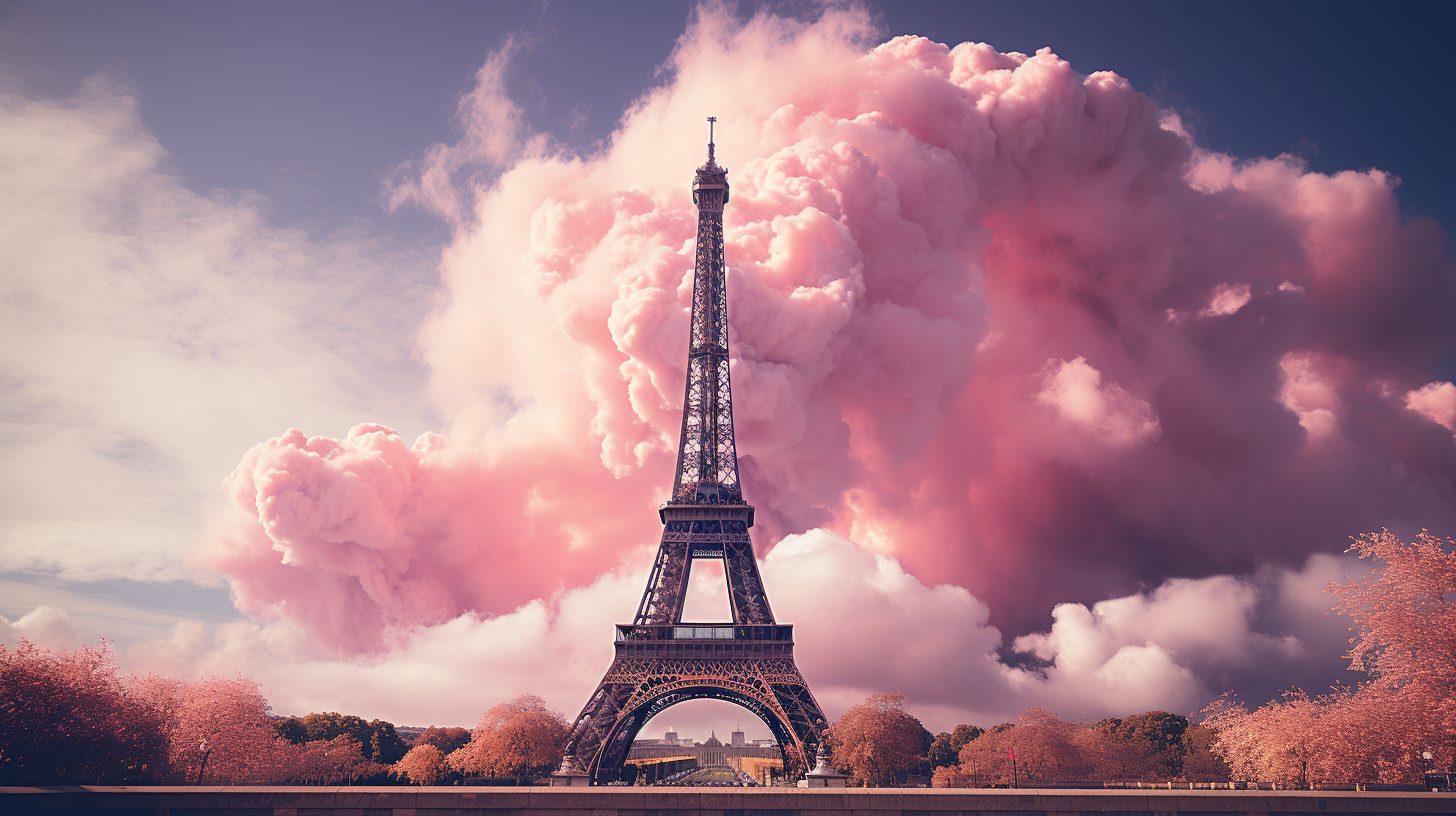 Effiel Tower in Pink Clouds