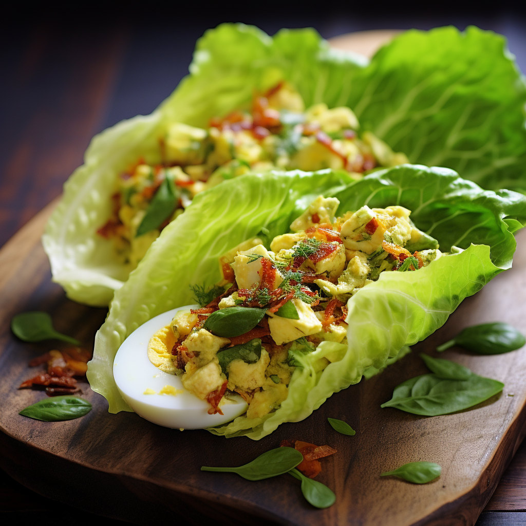 Tasty egg salad lettuce wraps