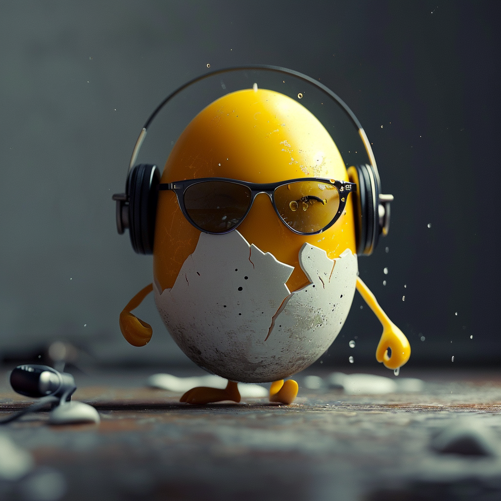 Egg Man wearing Headphones