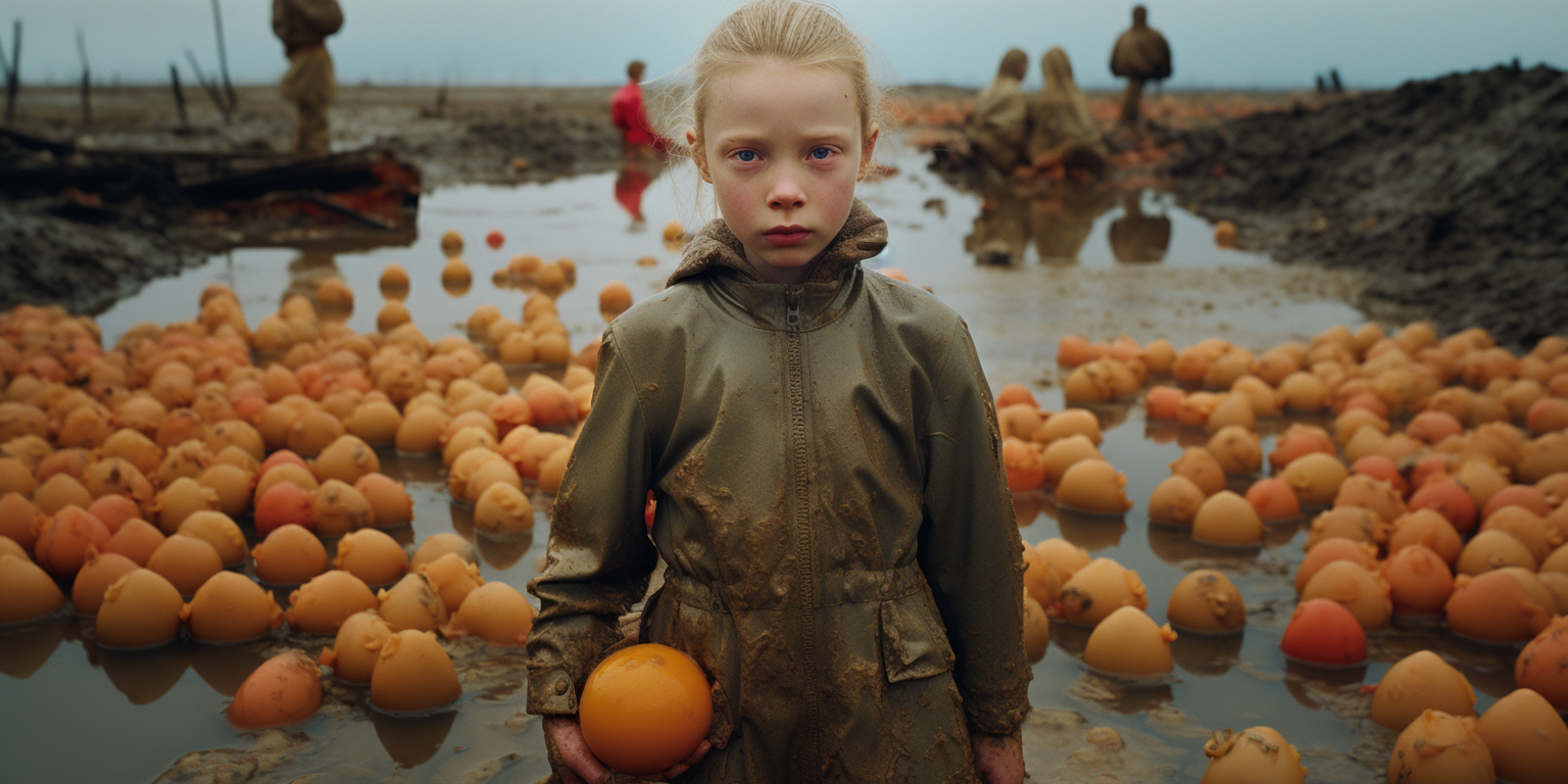 Young girl with eggs for hair