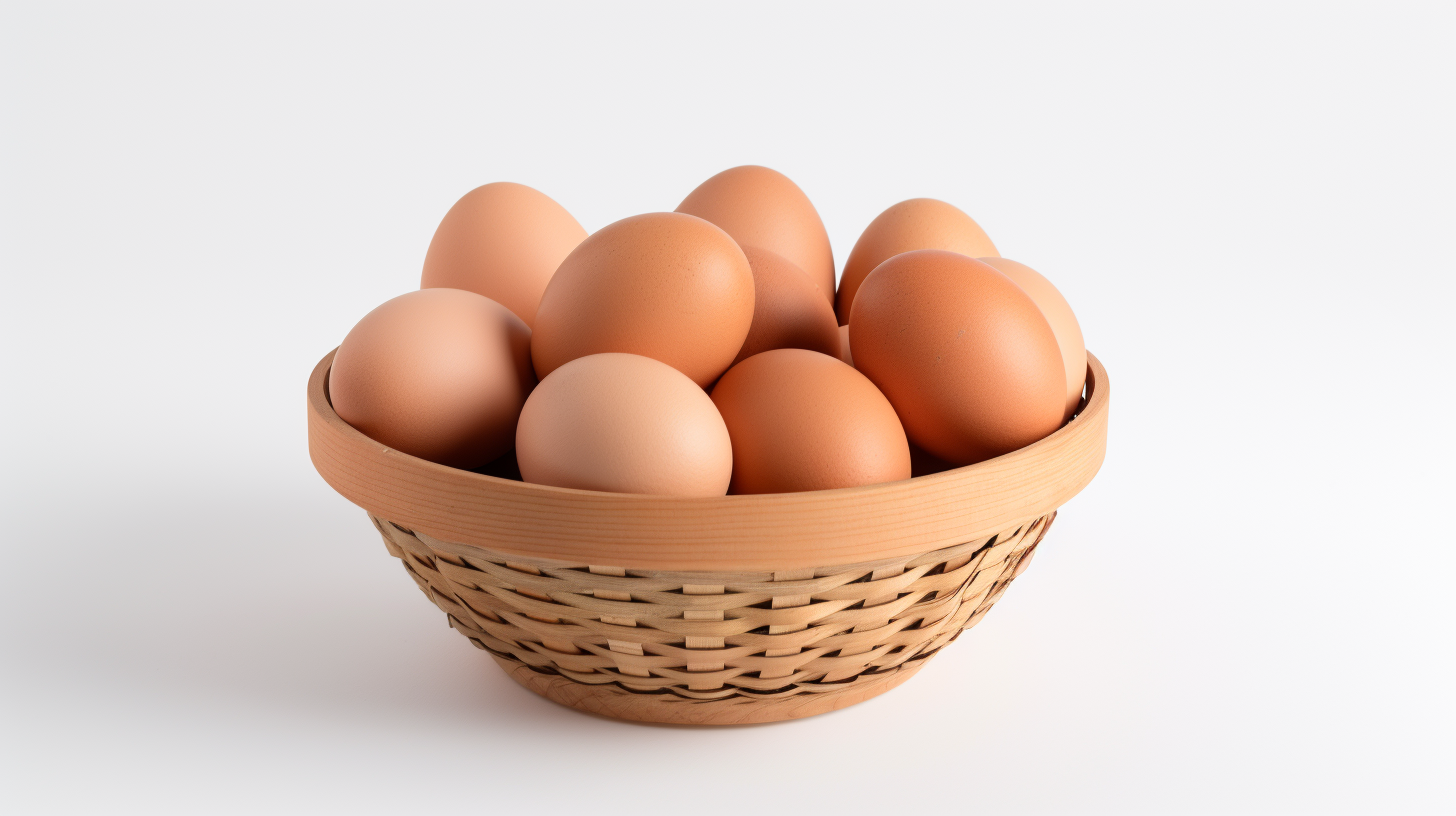 Assorted eggs in a rustic basket