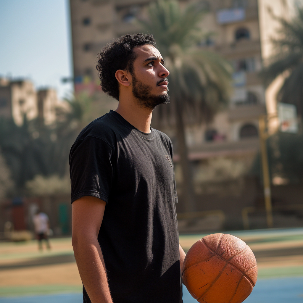 Egyptian actor playing basketball