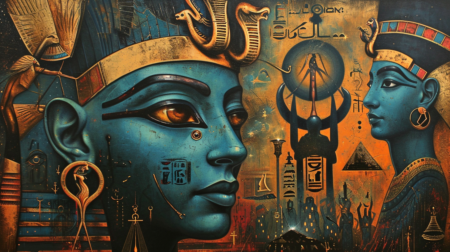 Dark surrealism in Egyptian culture's vibrant colors