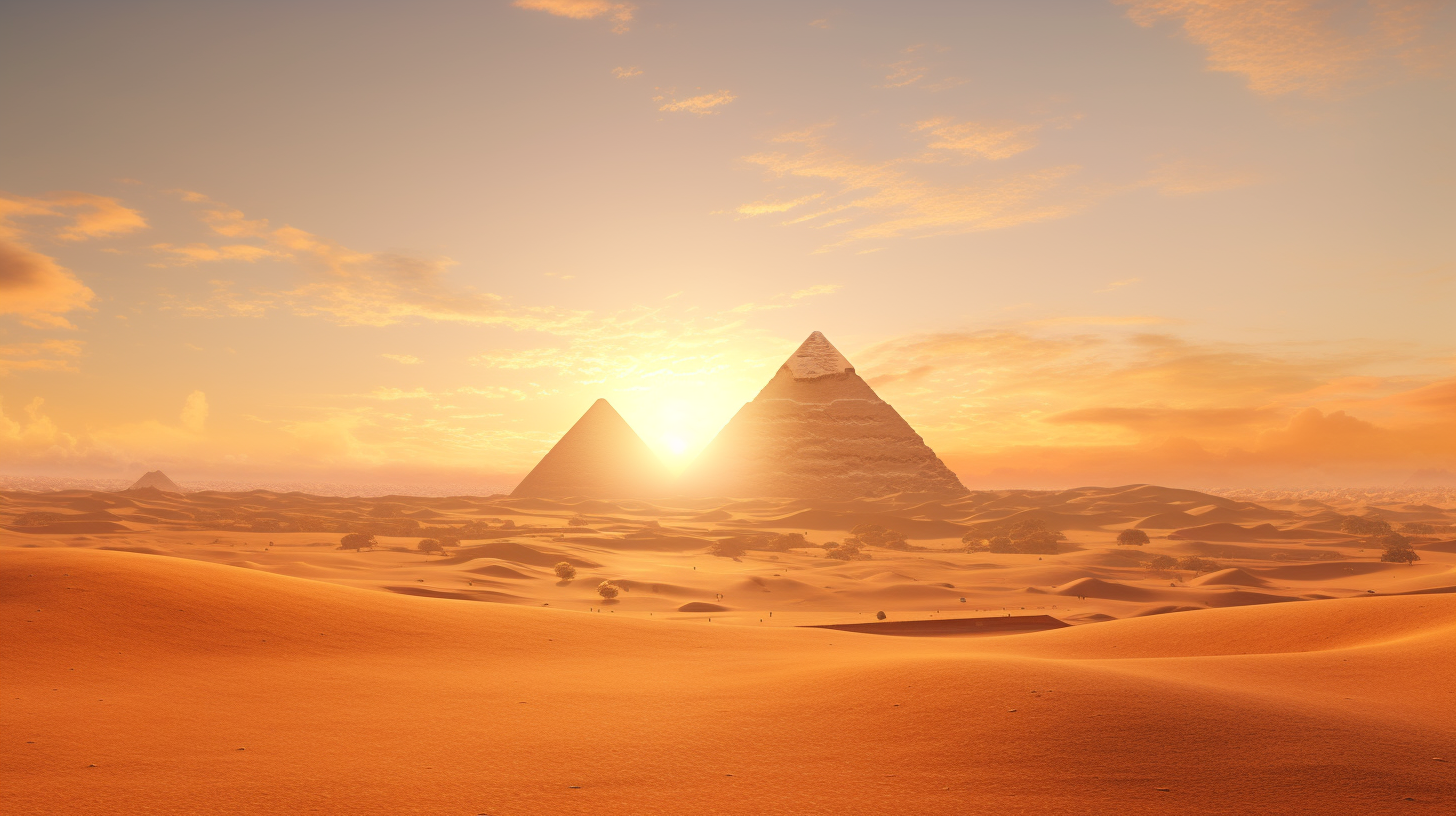 Egyptian desert sunrise pyramids sphinx