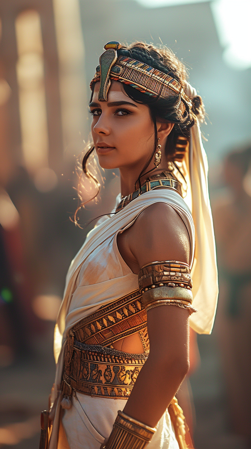 Egyptian Girl in Dress with Intricate Details