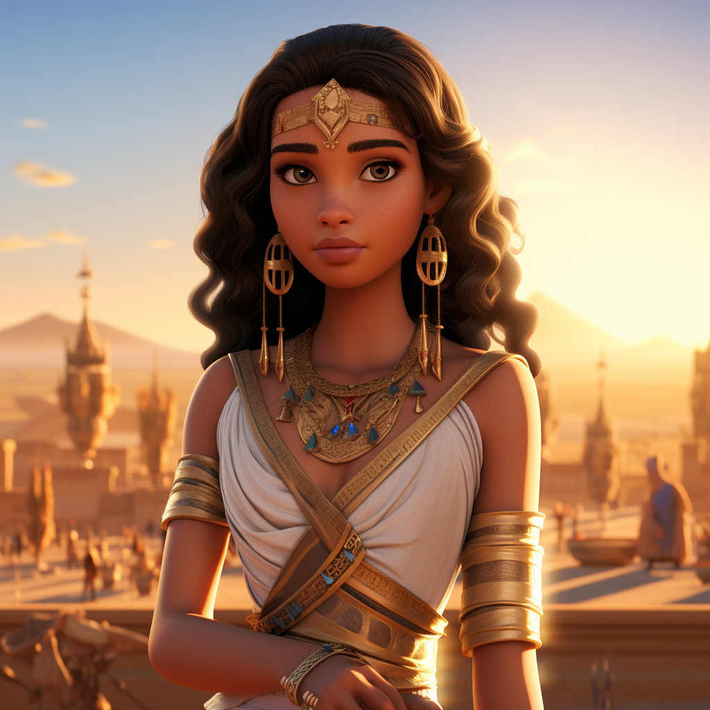 Egyptian girl at sunrise animation