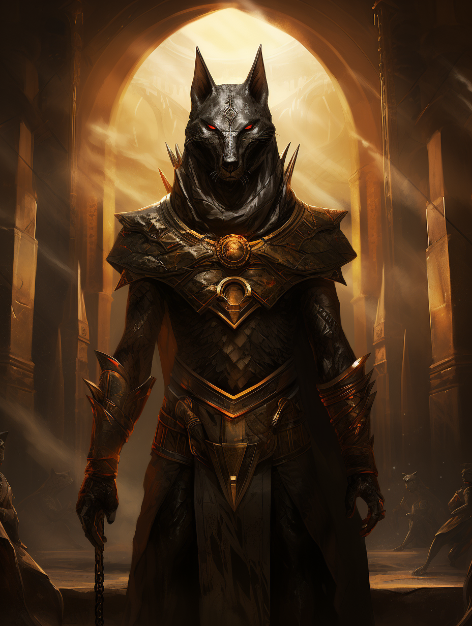 Egyptian God Anubis with Pyramids