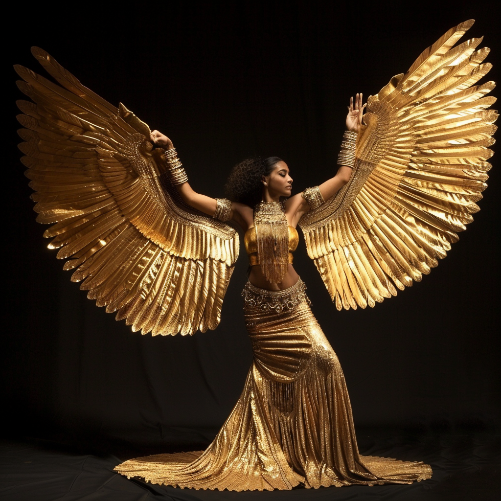 Egyptian God Isis with Gold Wings