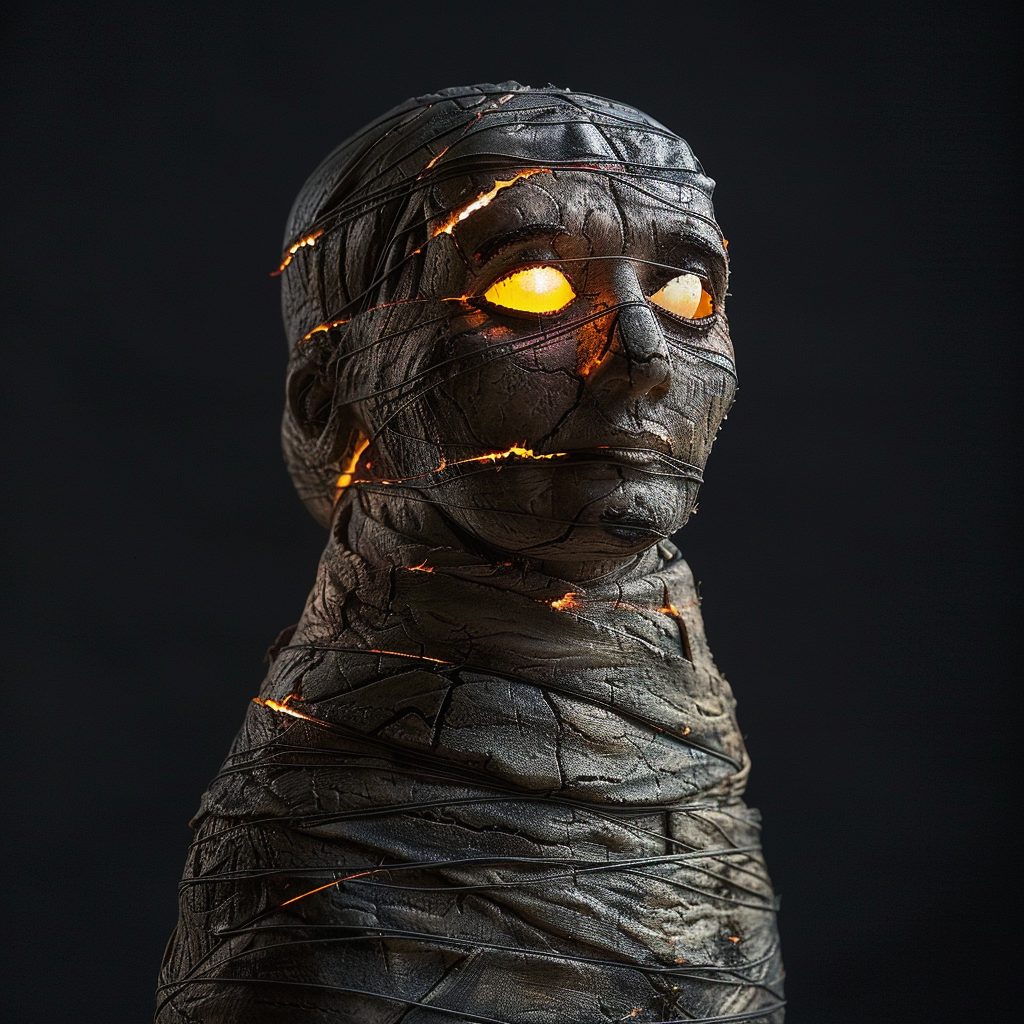 Egyptian mummy with glowing eyes