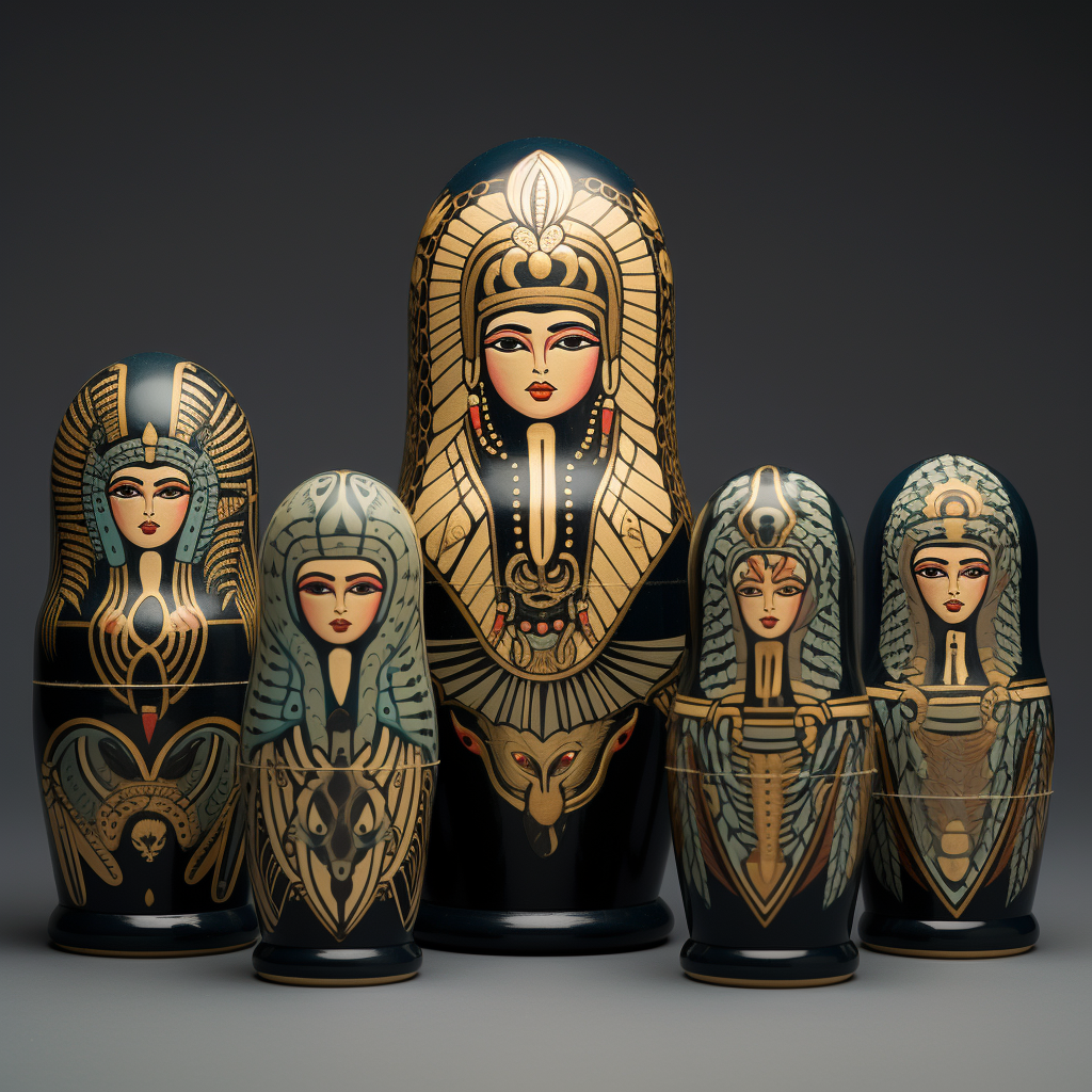 Egyptian Mythology Nesting Dolls - Symbolic and Decorative Set