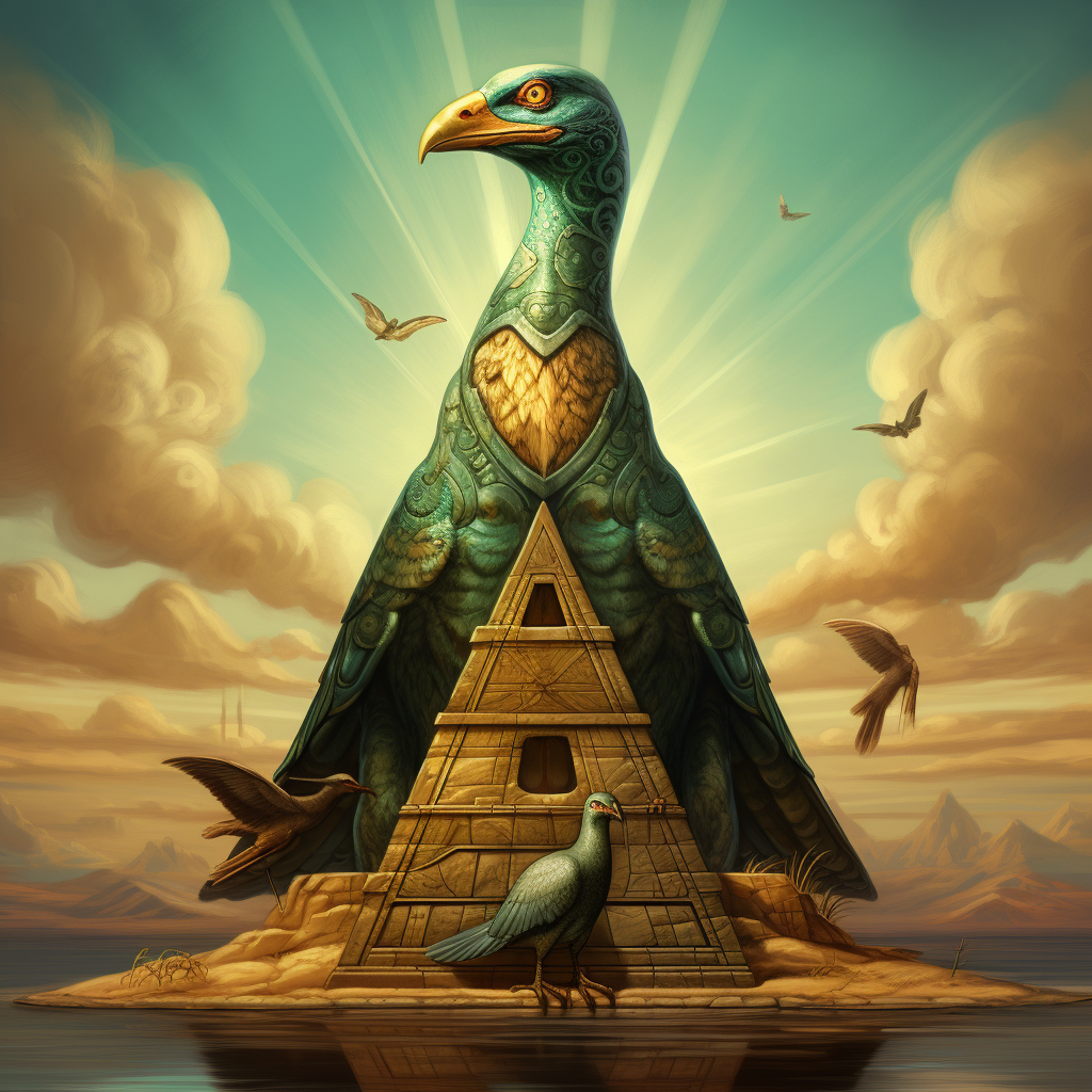 Ancient Egyptian Pyramid with Dinosaur Bird and Dreadle