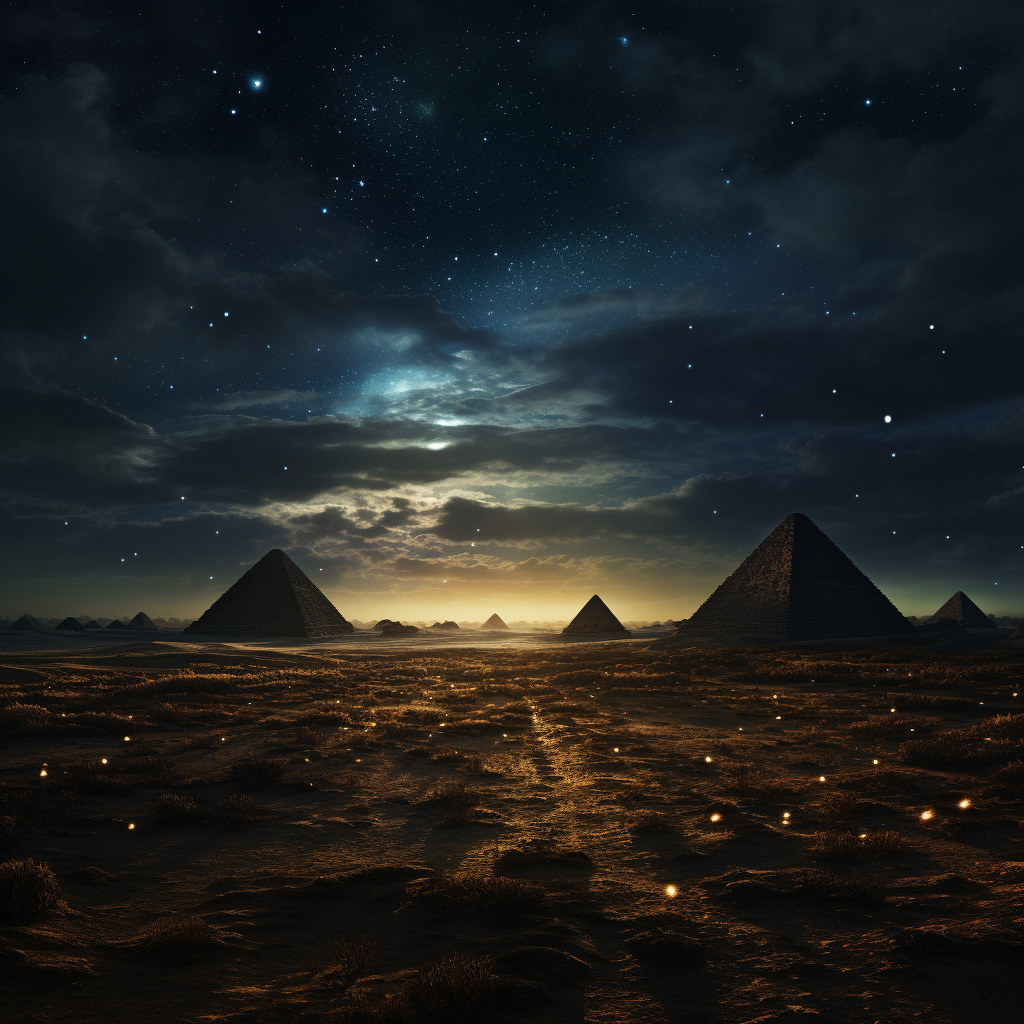 Beautiful Egyptian Pyramids at Nightfall