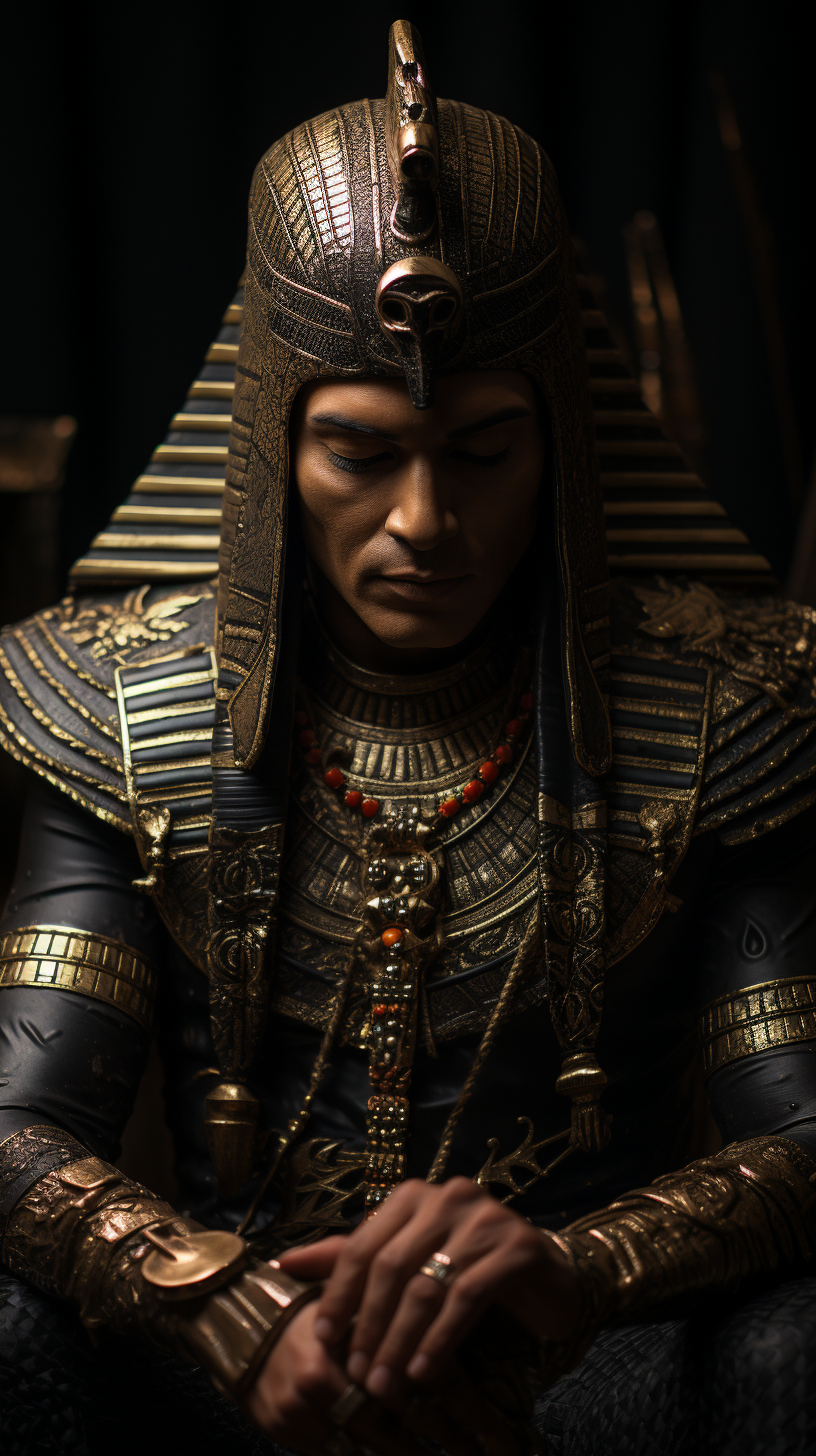 Close-up of Egyptian sculpting Osiris god statue