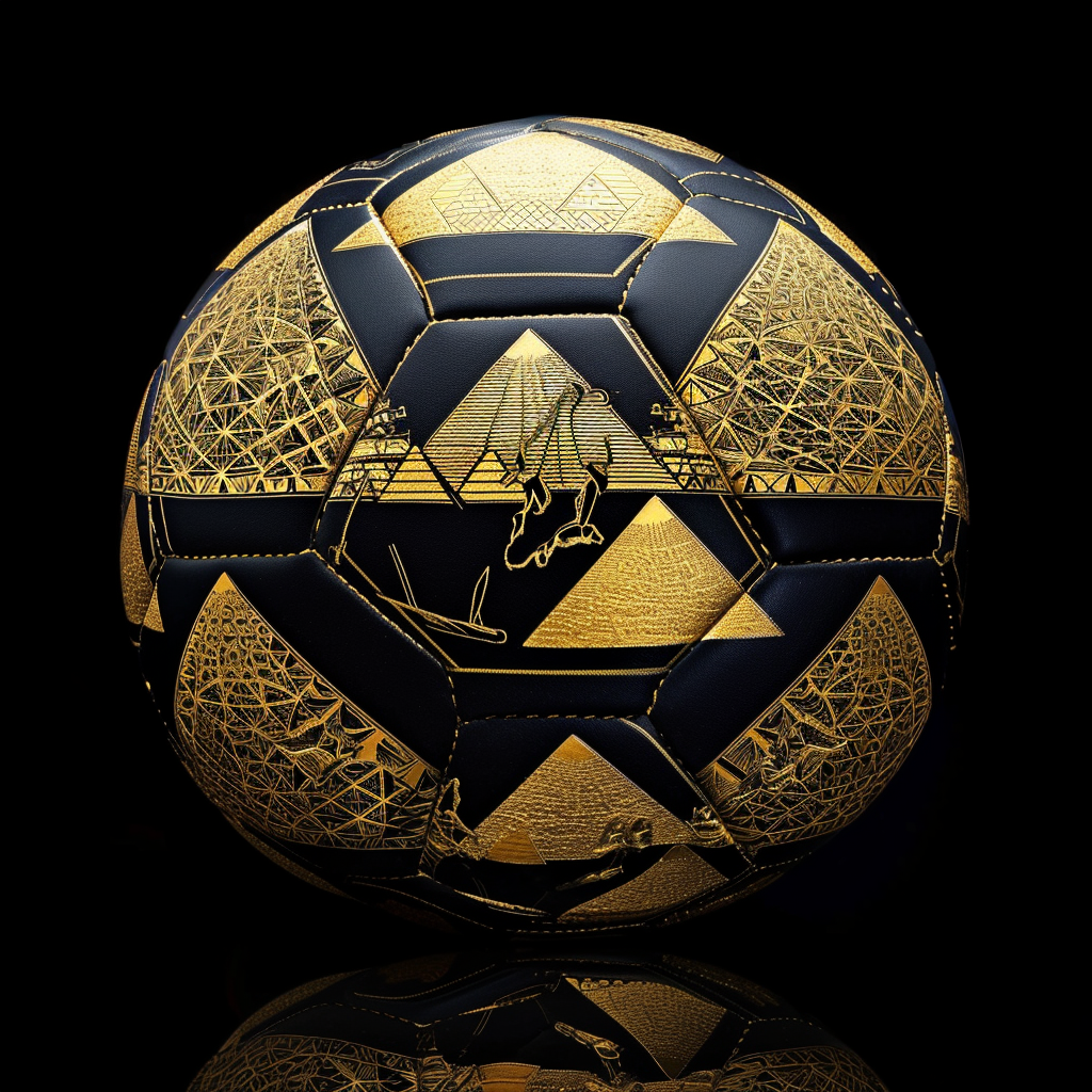 Egyptian soccer ball pyramids gold design