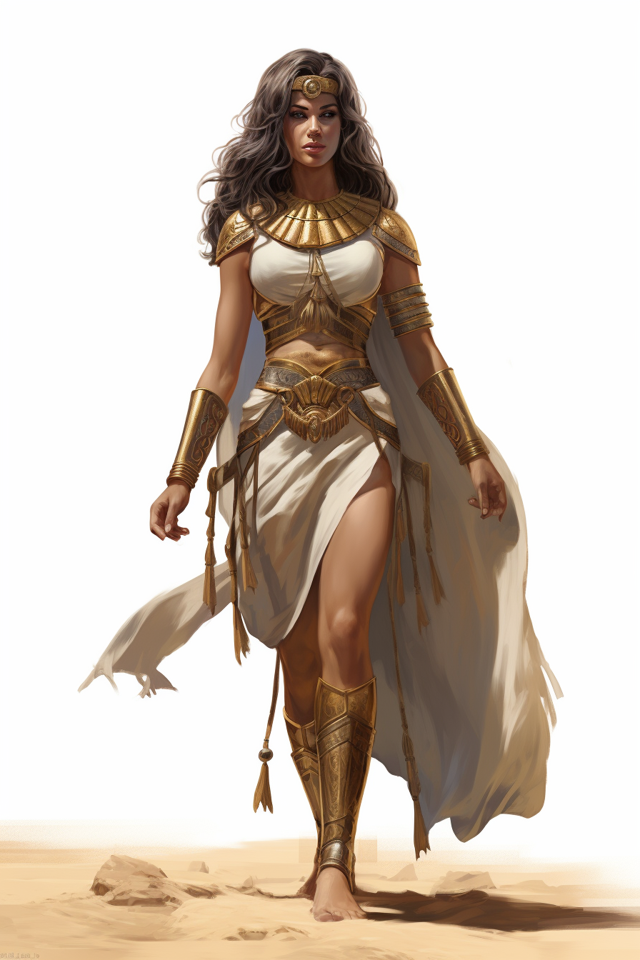 Egyptian soldier woman full body perspective