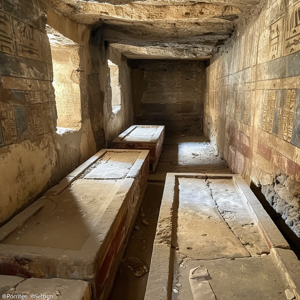 Six empty burial spots in tomb