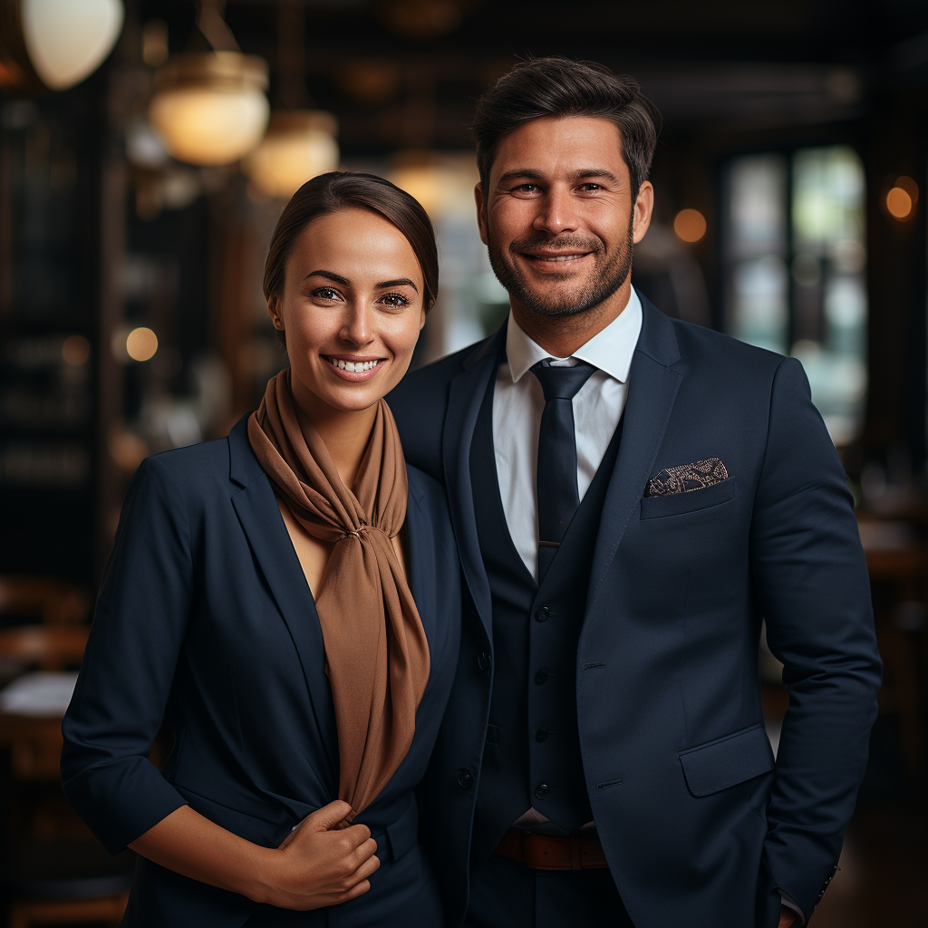 Smiling Egyptian Businessman and Woman with Hijab