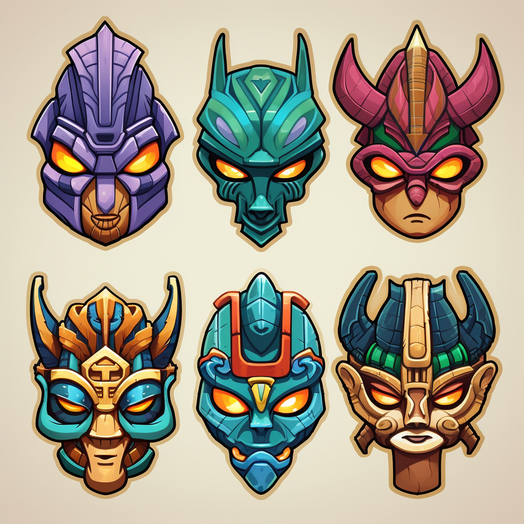 Cute cartoon stickers of Egyptian gods