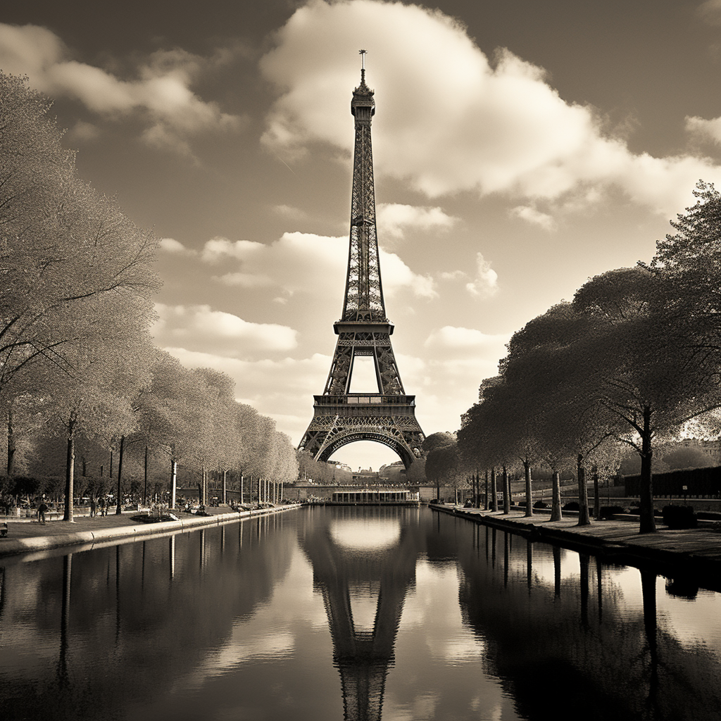 Ansel Adams photograph of the Eiffel Tower