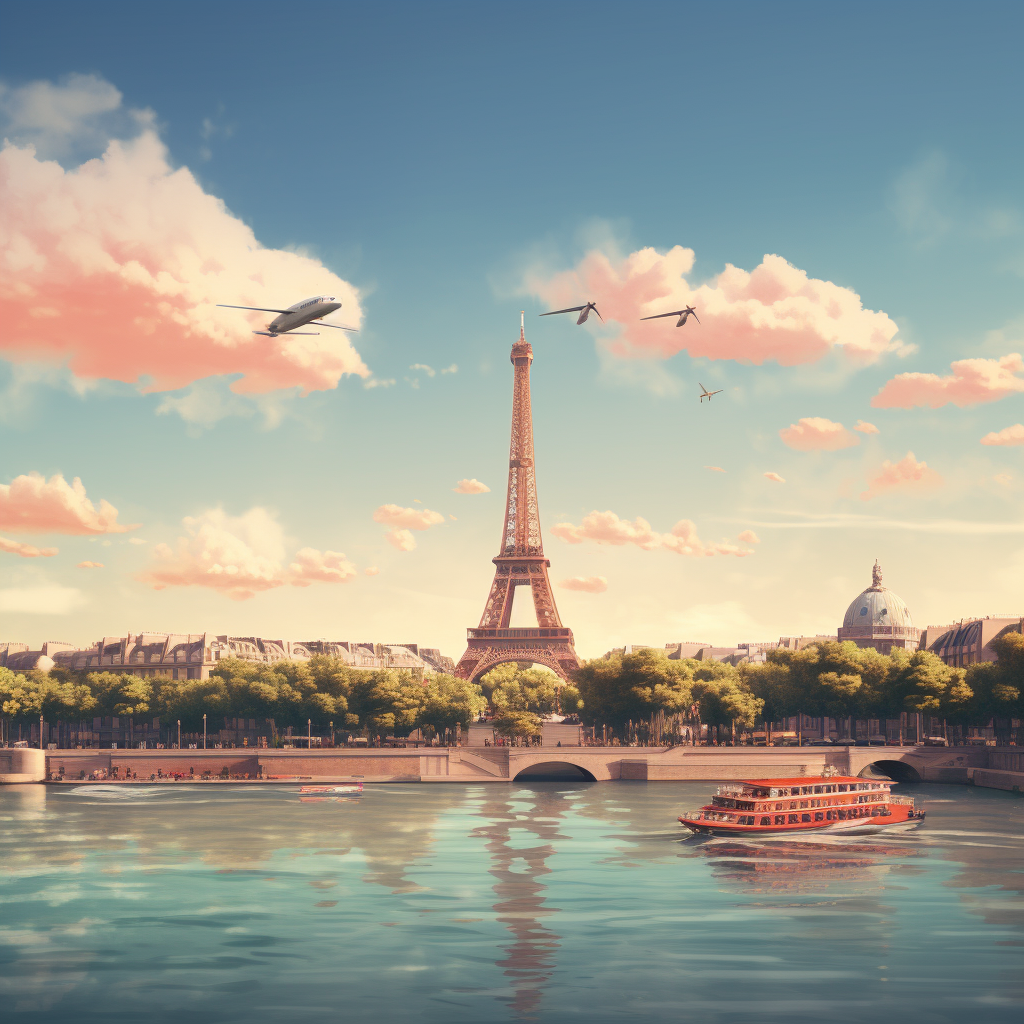 Eiffel Tower in Paris Movie Style