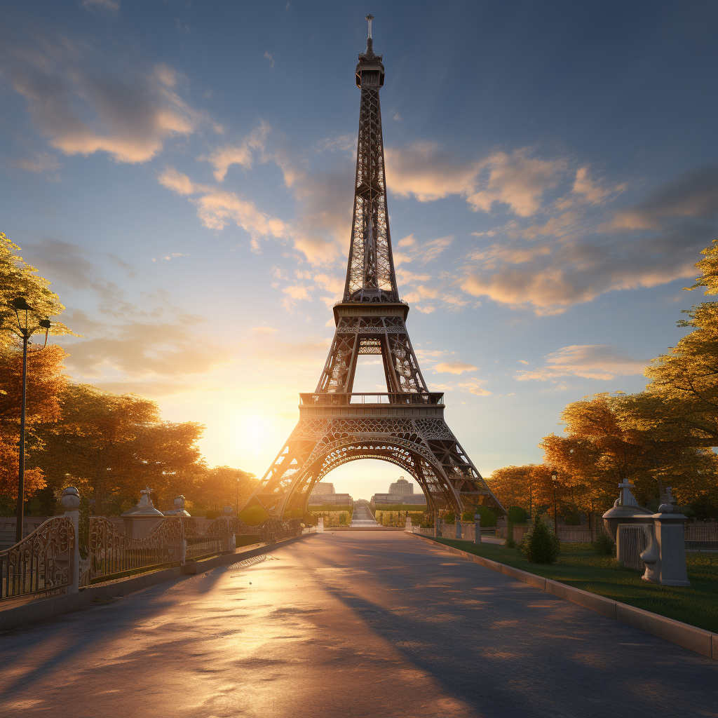 Beautiful Eiffel Tower Silhouette at Sunset