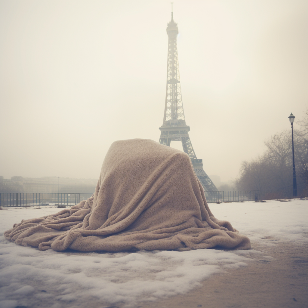 Eiffel Tower covered with blanket