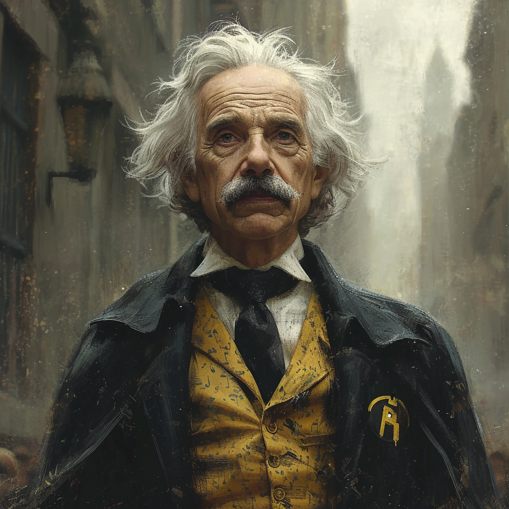 Albert Einstein in Batman outfit