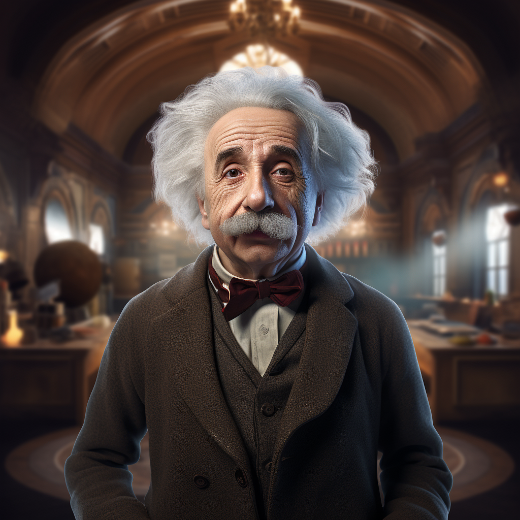 Real-life AI avatar Einstein giving speech