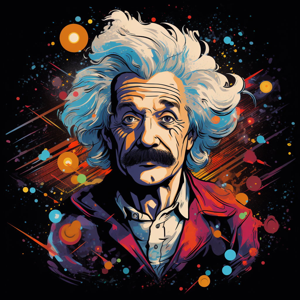 Comic style Albert Einstein t-shirt design