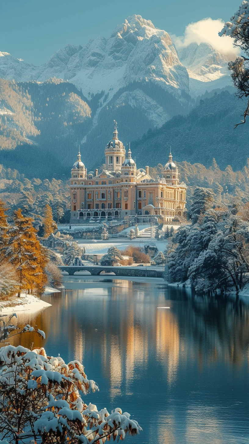 El Escorial Palace in Snowy Landscape