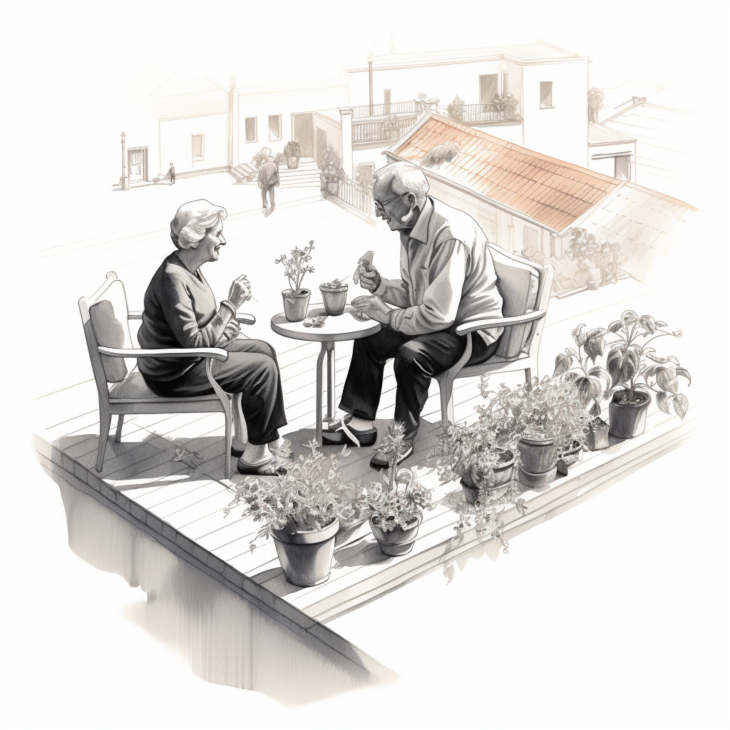 Elderly People in Roof Garden