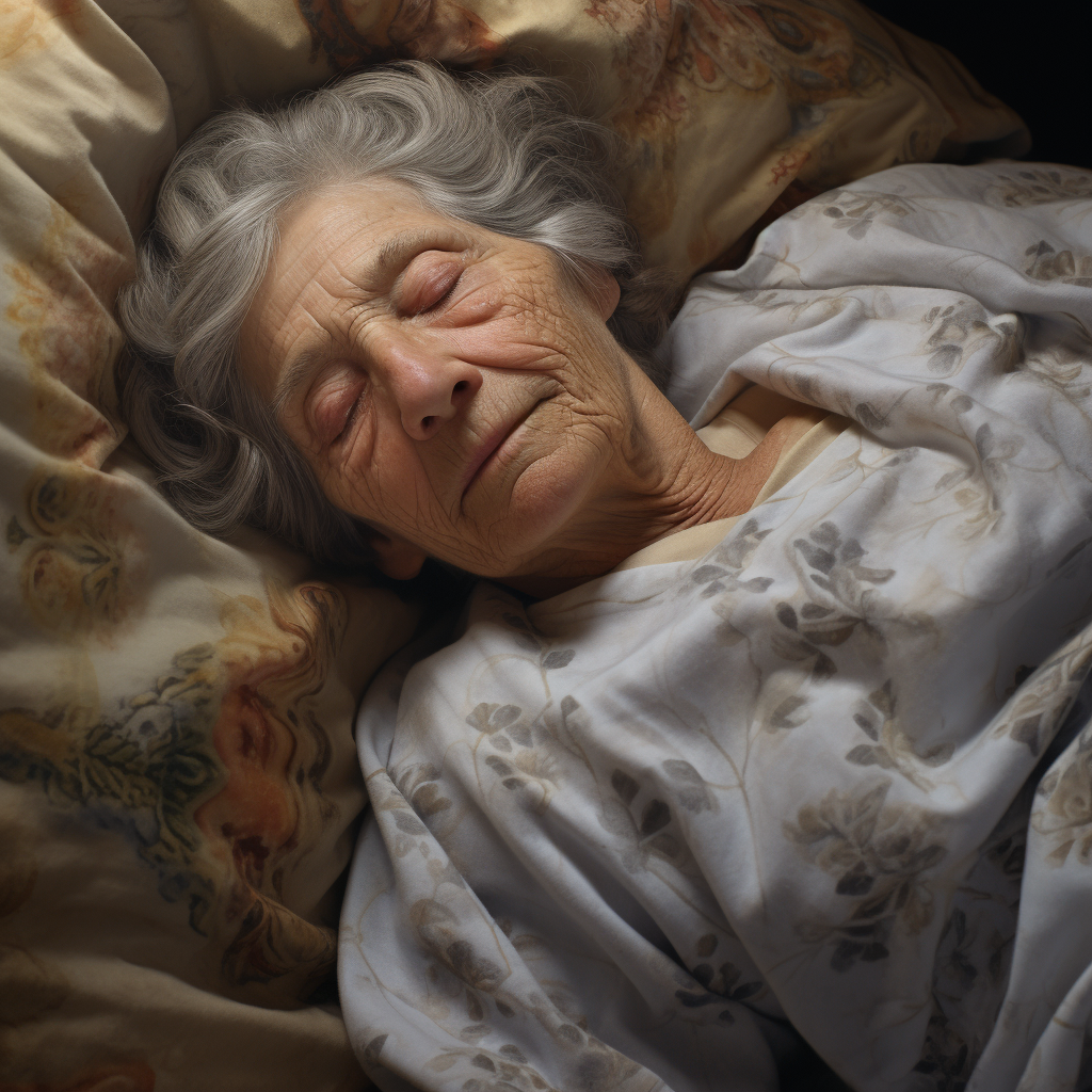 Realistic portrayal of sleeping elderly woman