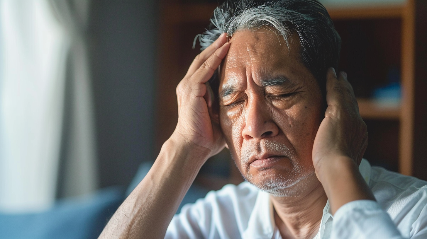 Elderly Asian man with coronavirus