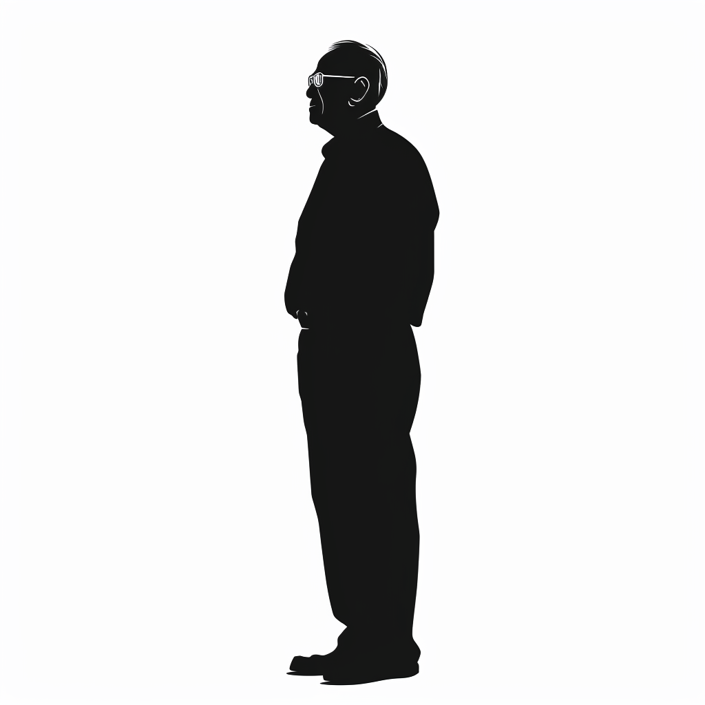 Elder Asian Man Silhouette Body