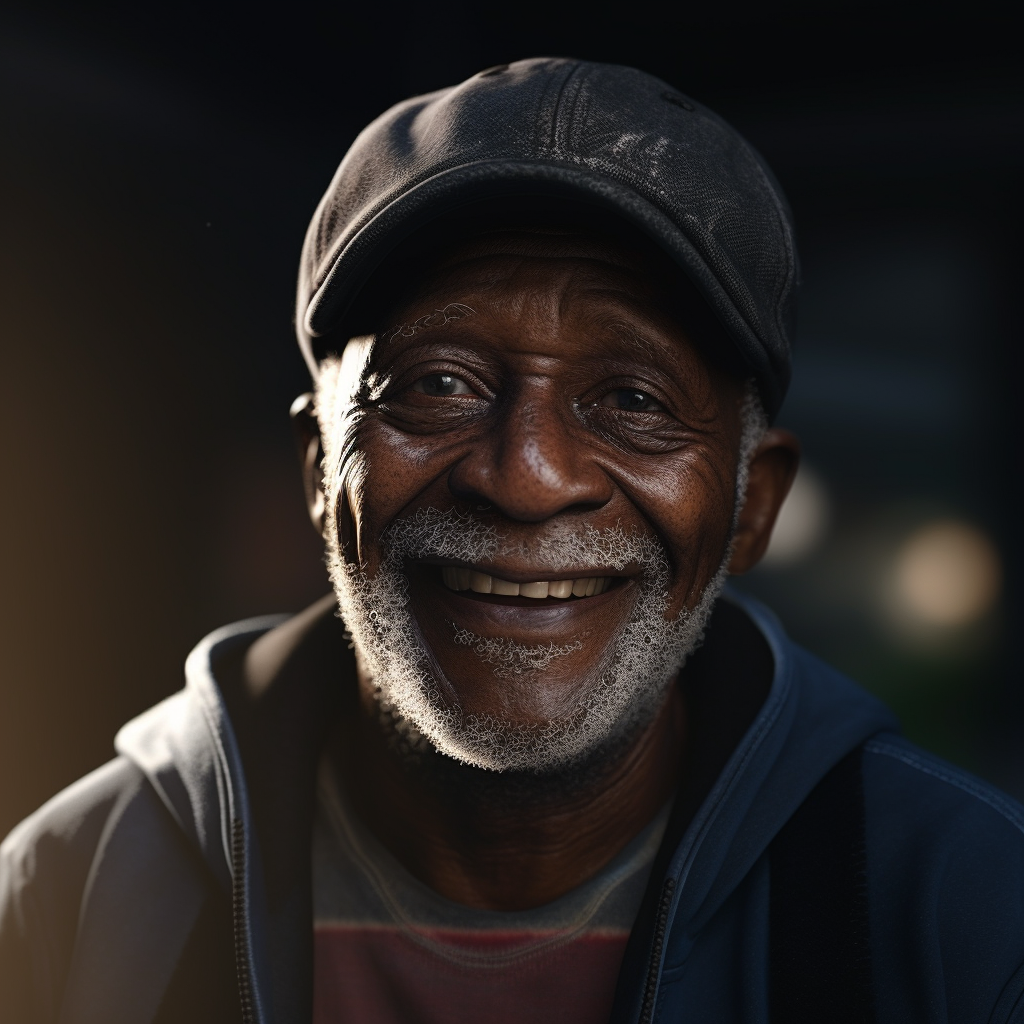 Elderly Black Man with a Beautiful Smile in Hyper-Realistic Lighting