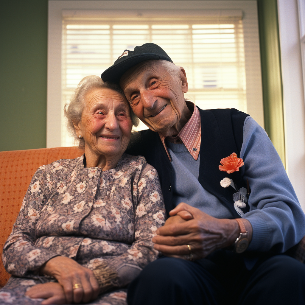 Realistic elderly Dutch couple at home