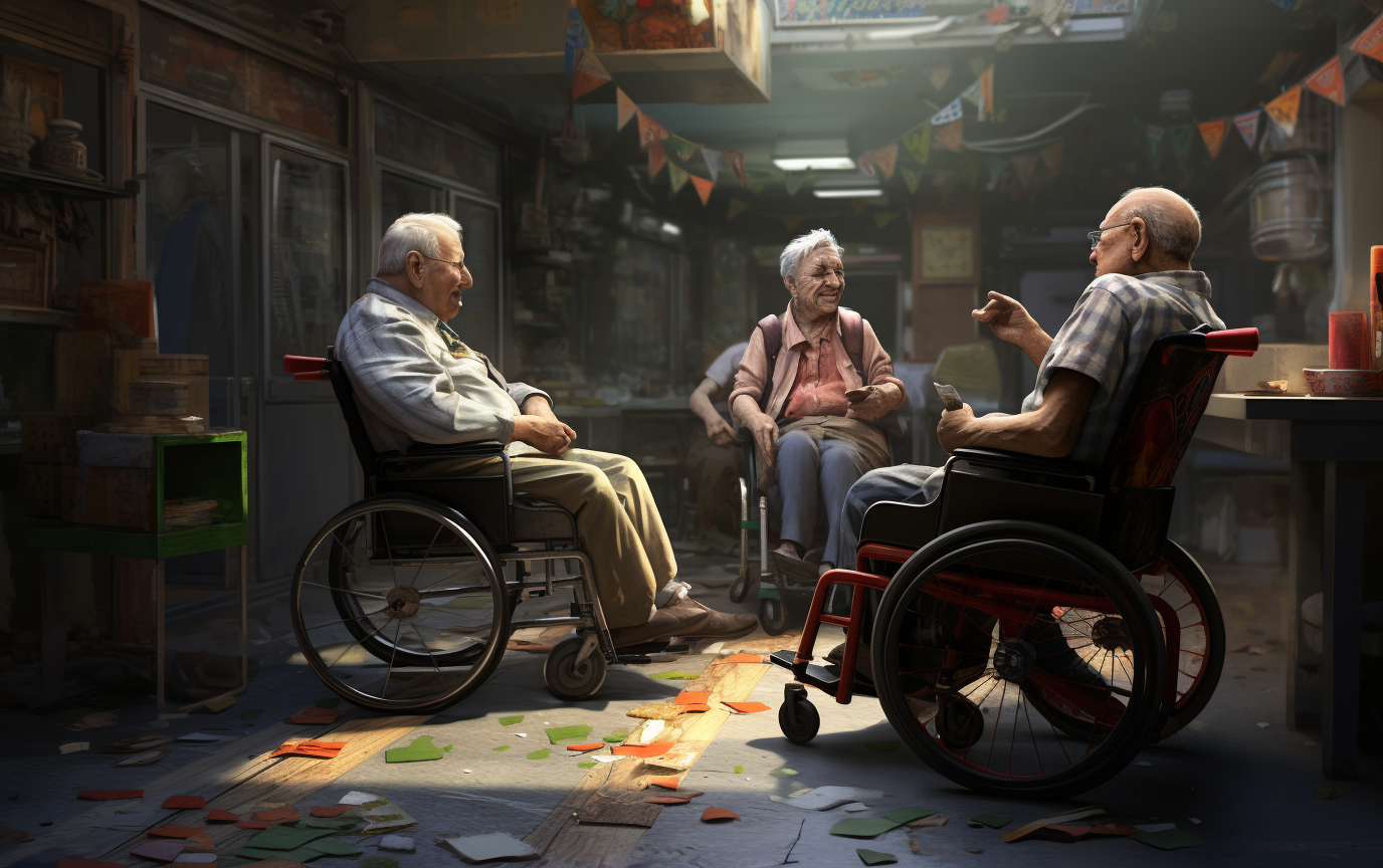 Elderly people playing games together