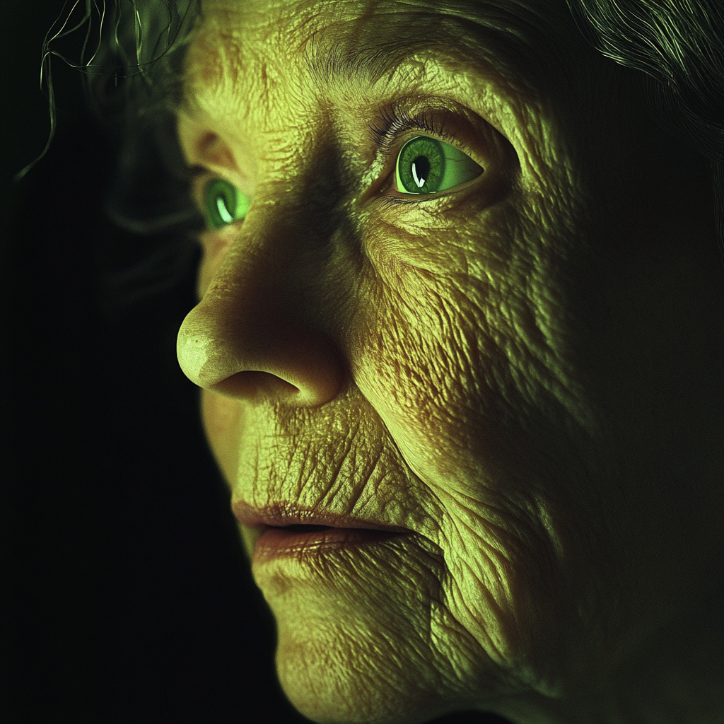 Elderly woman's face memories emotions