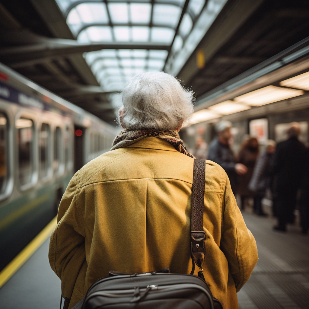 Image of an Elderly Woman Traveling