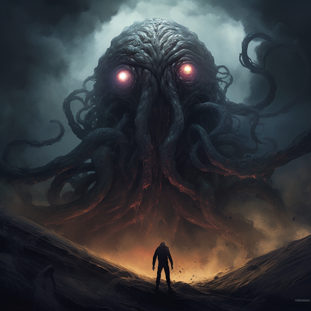 Scary eldritch creature with giant eye and tentacles