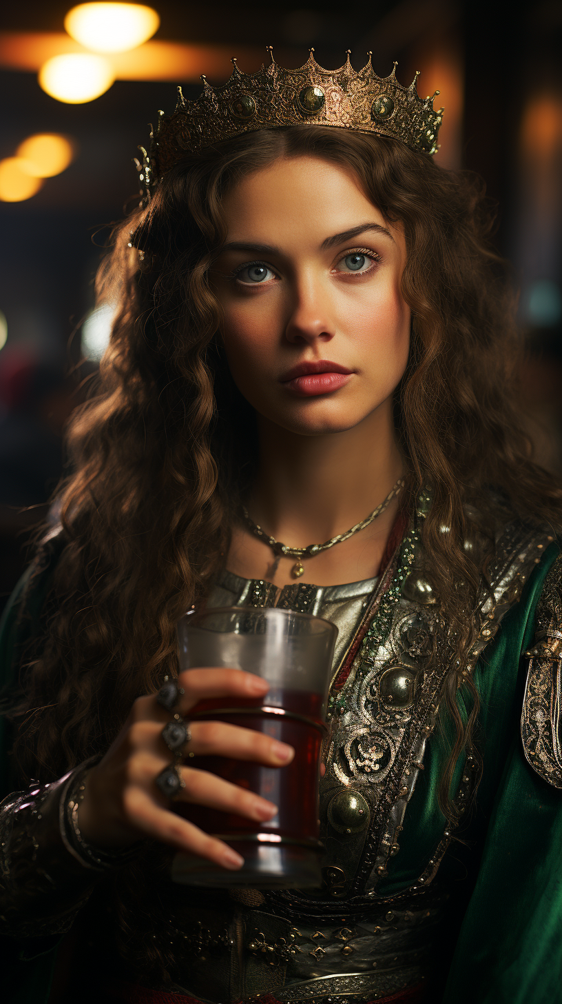 Eleanor of Aquitaine with a glass in medieval fantasy