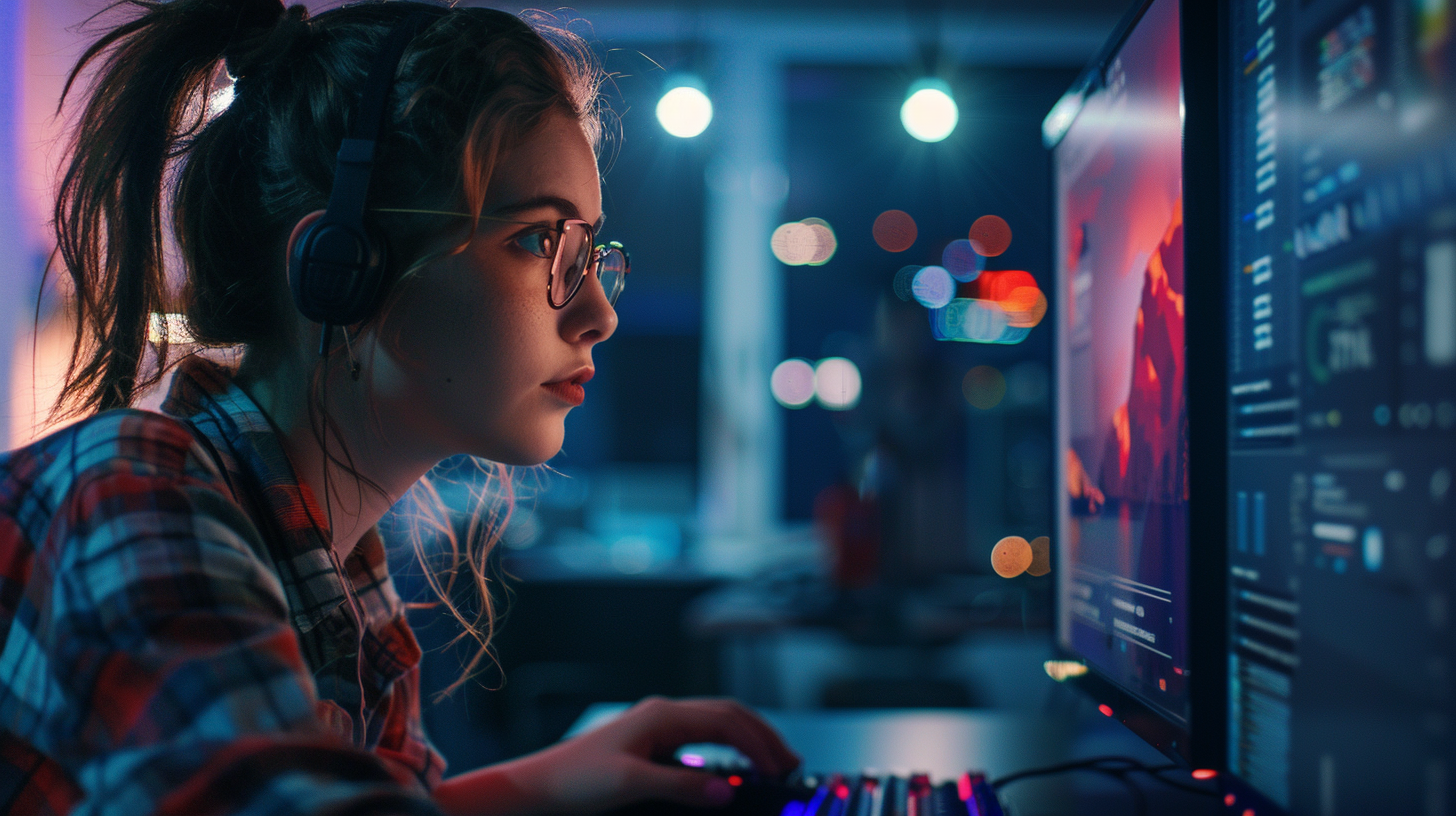 Student learning on computer