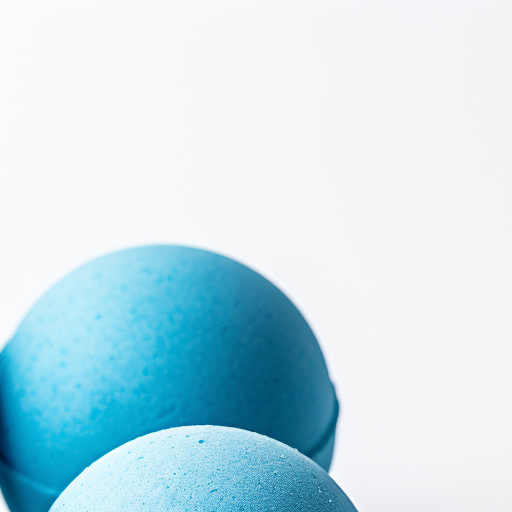 Electric blue bath bombs on white background (max 6 words)