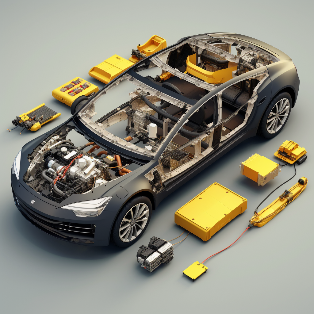 Electric Car Chassis Battery Compartment Exploded View