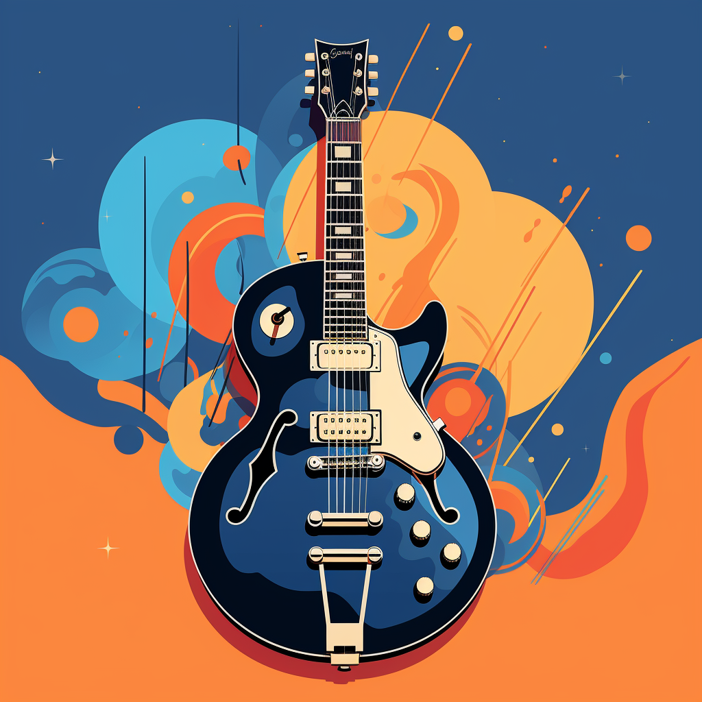 Orange-toned electric guitar illustration