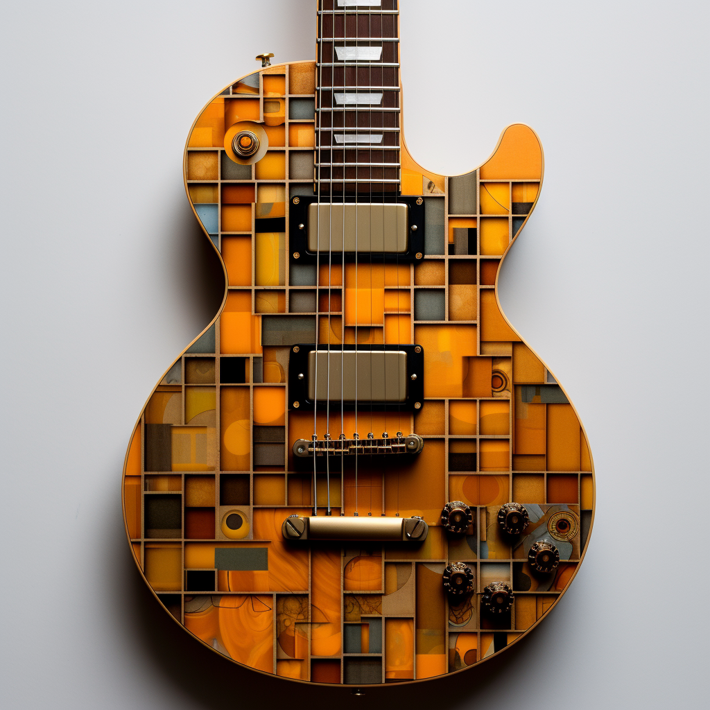 Cubist electric guitar with orange tones