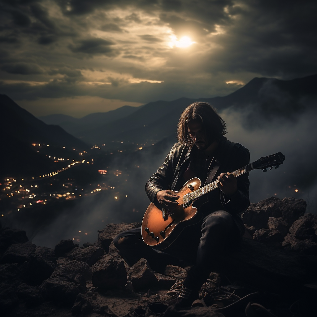 Electric Guitar in Monterrey Mexico Mountains